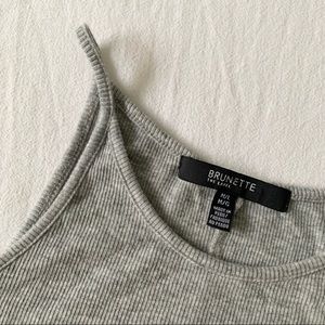 Brunette The Label Fitted Rib-Knit Midi Cami Dress Grey Size M/L